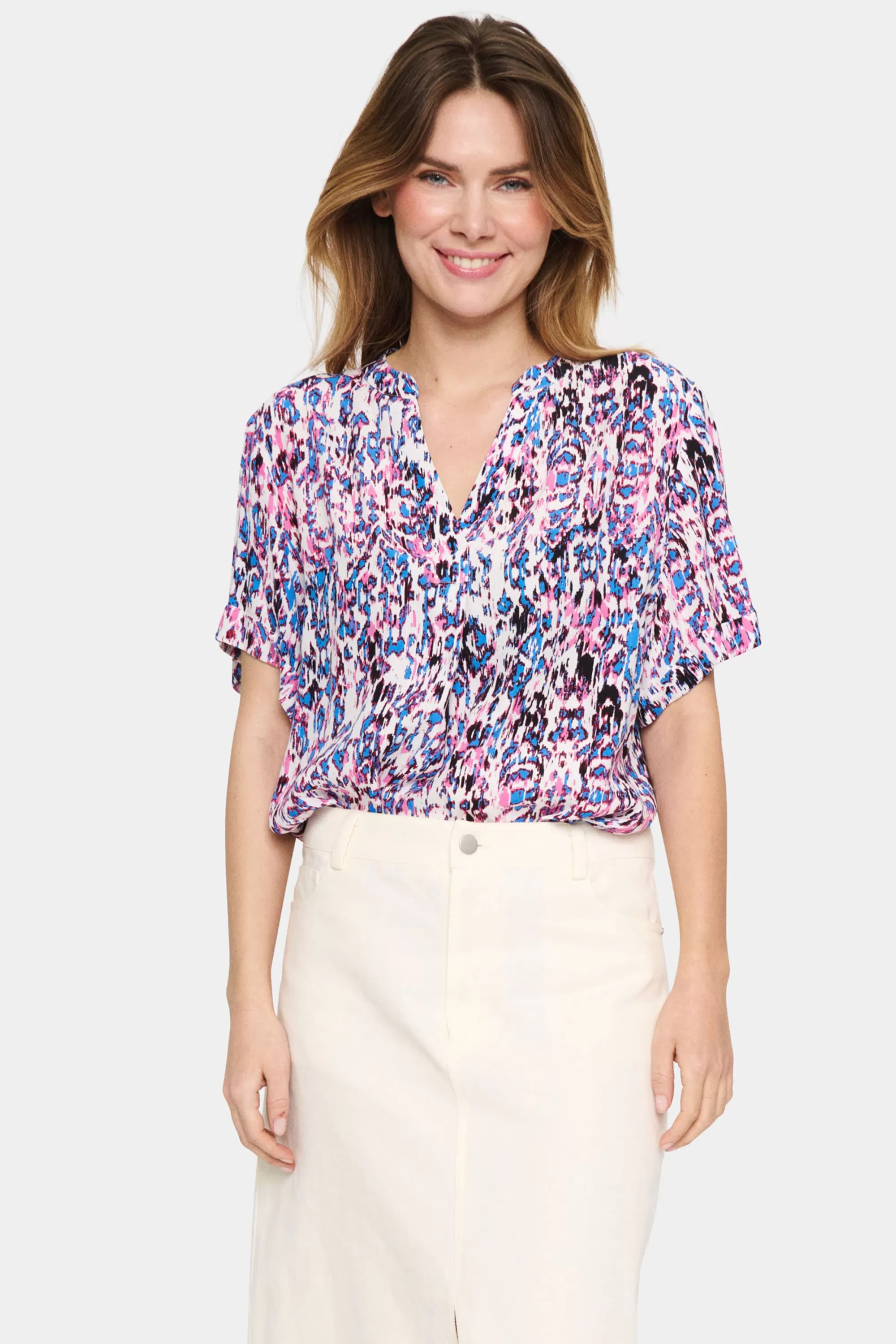 SaintTropez AgnesSZ Blus PinkC.IkatPaint Cheap