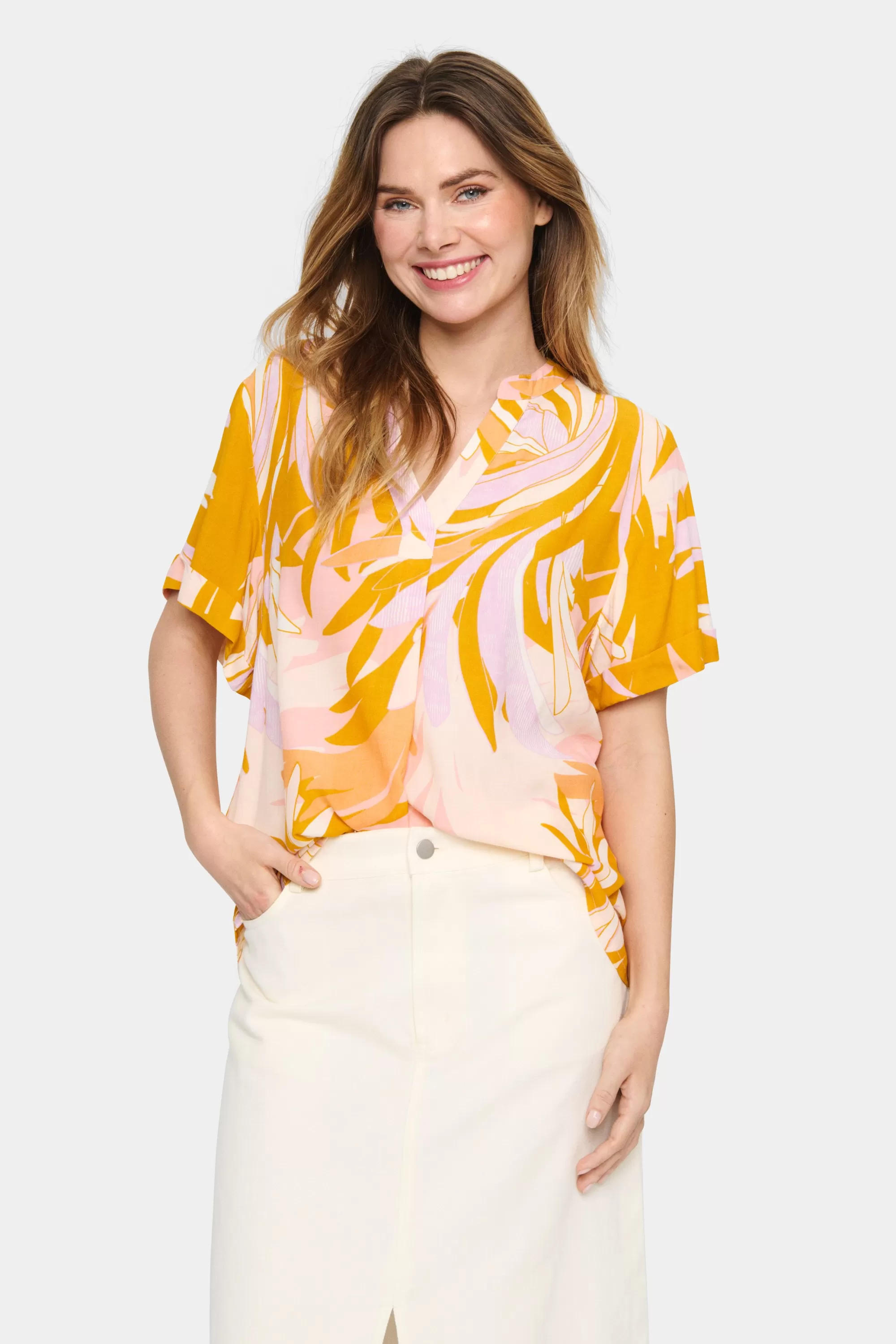 SaintTropez AgnesSZ Blus ApricotSummerLeaves Best