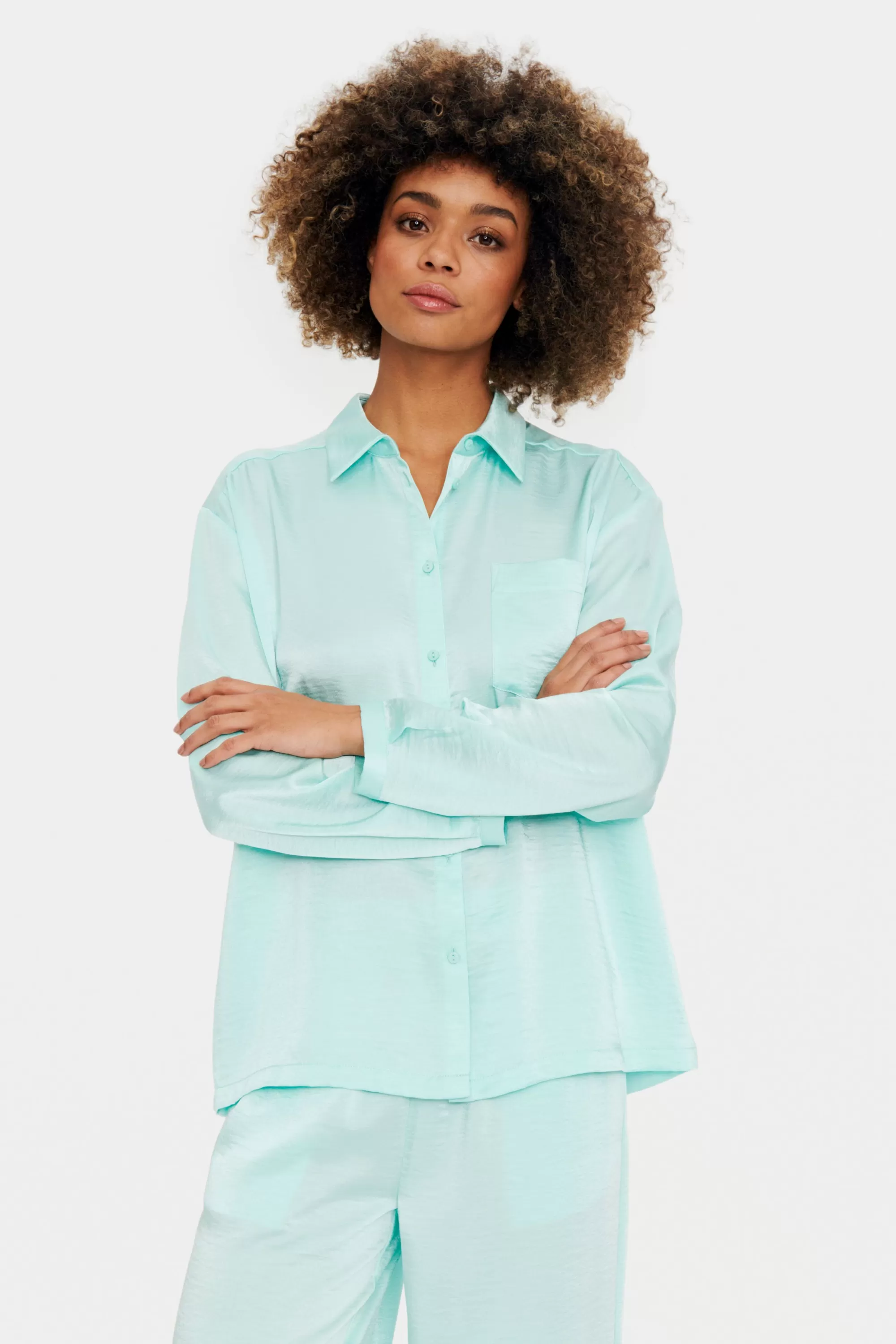 SaintTropez DinneSZ Skjorta PastelTurquoise Cheap