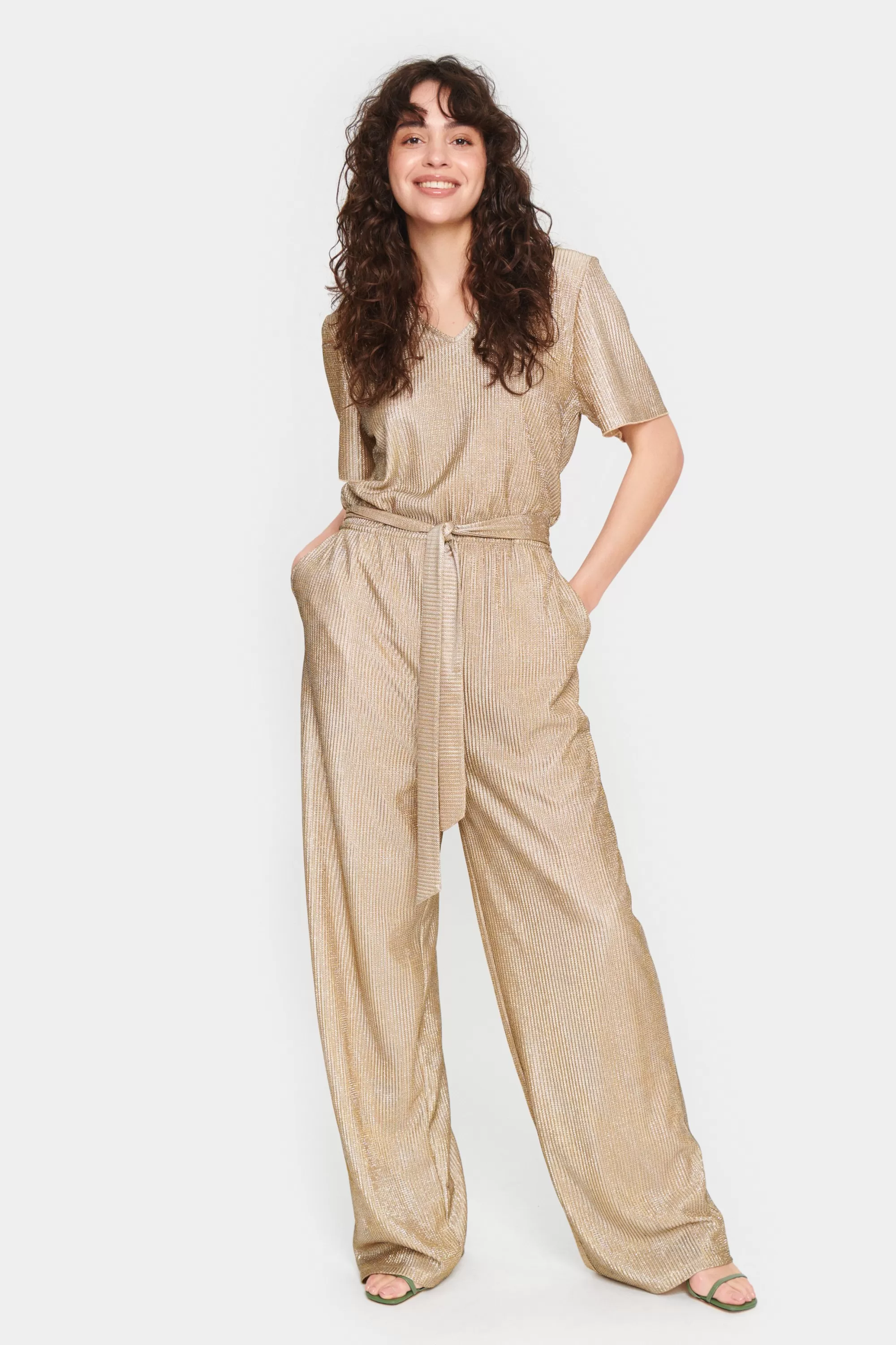 SaintTropez EvySZ Jumpsuit Gold New