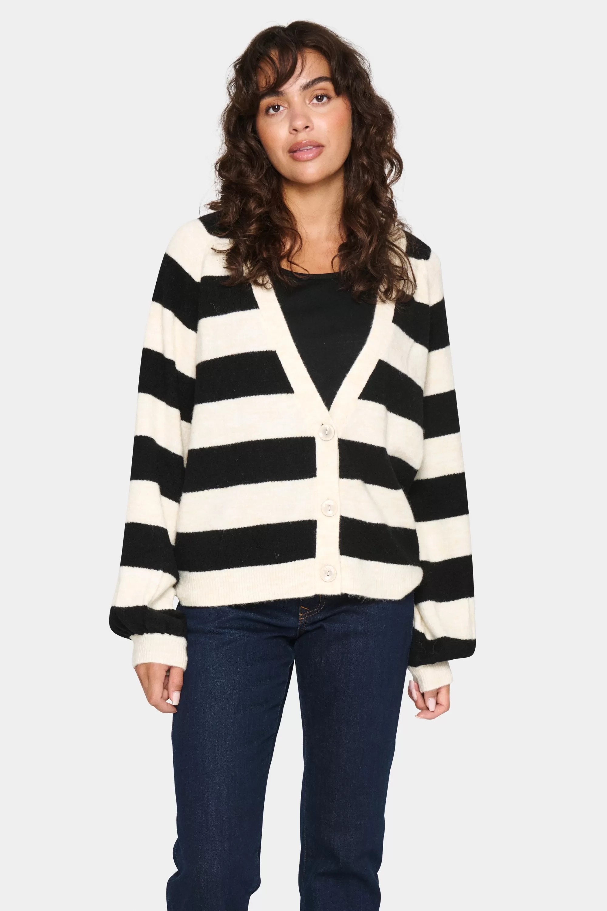 SaintTropez GarbieSZ Cardigan IceBlackStripe Fashion