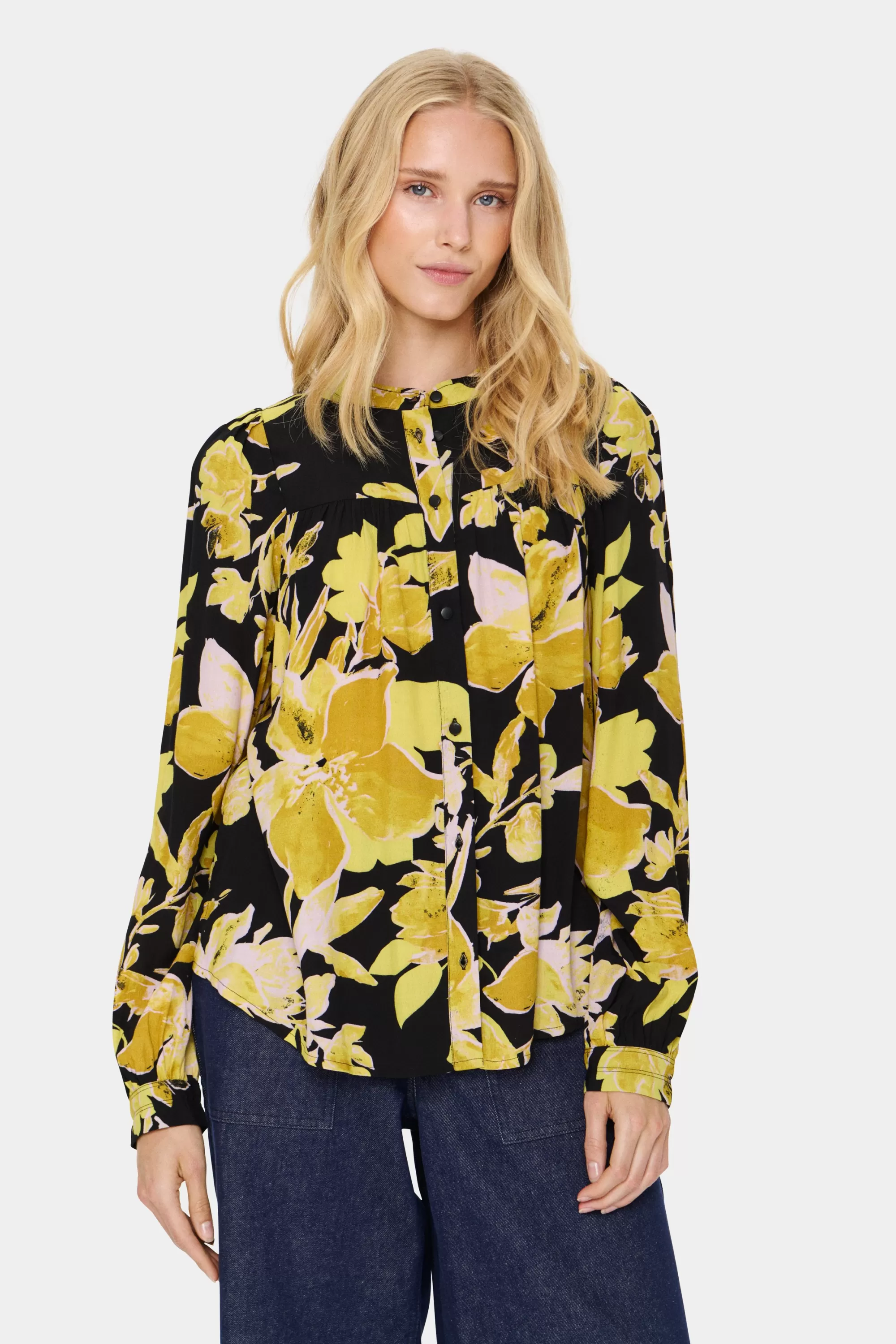 SaintTropez GraceSZ Blus BlackBurnishedFlorals Best Sale