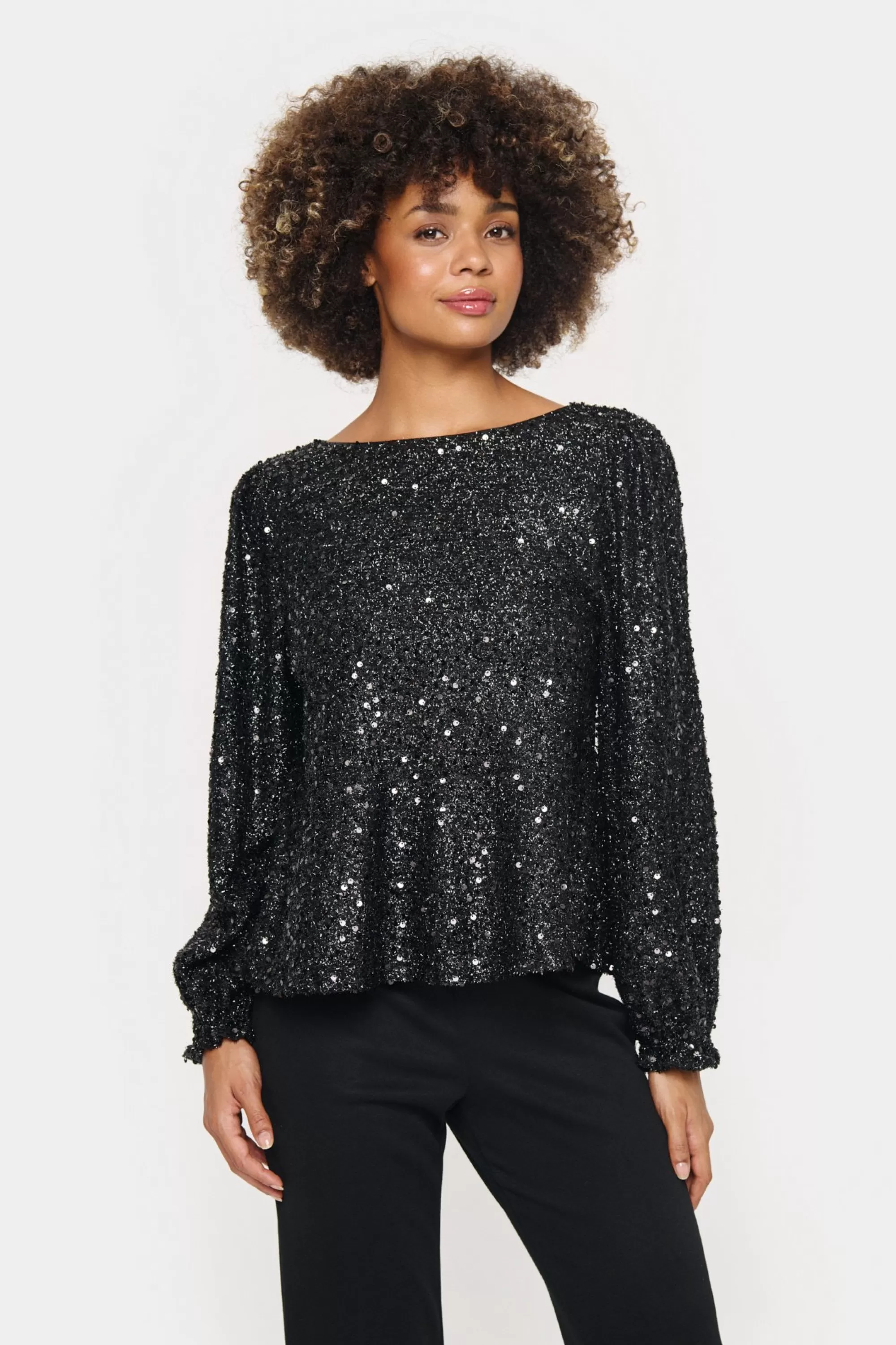 SaintTropez HinnaSZ Paljett Blus Black Outlet