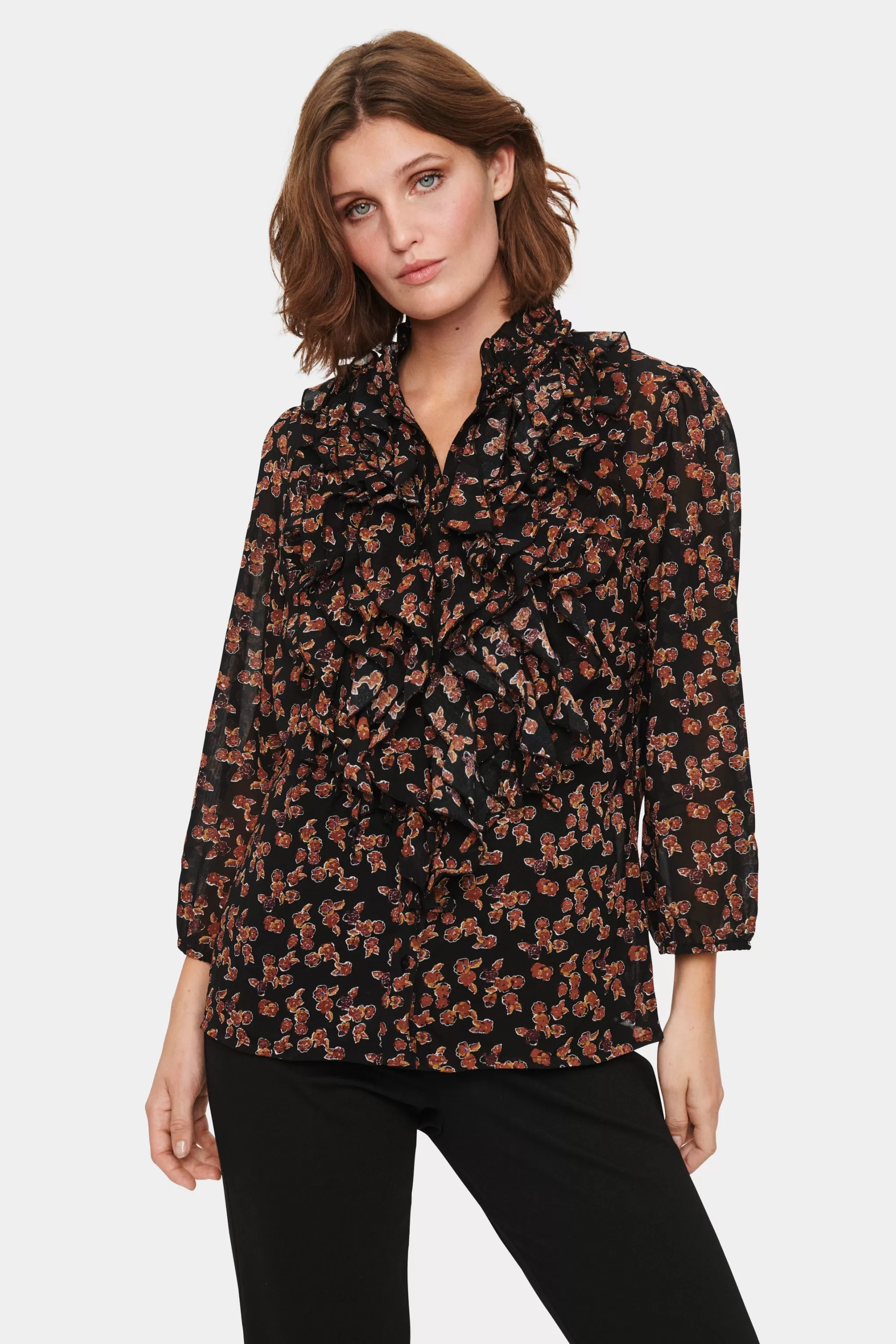 SaintTropez LiljaSZ Blus BlackSamllPainterlyFloral Store