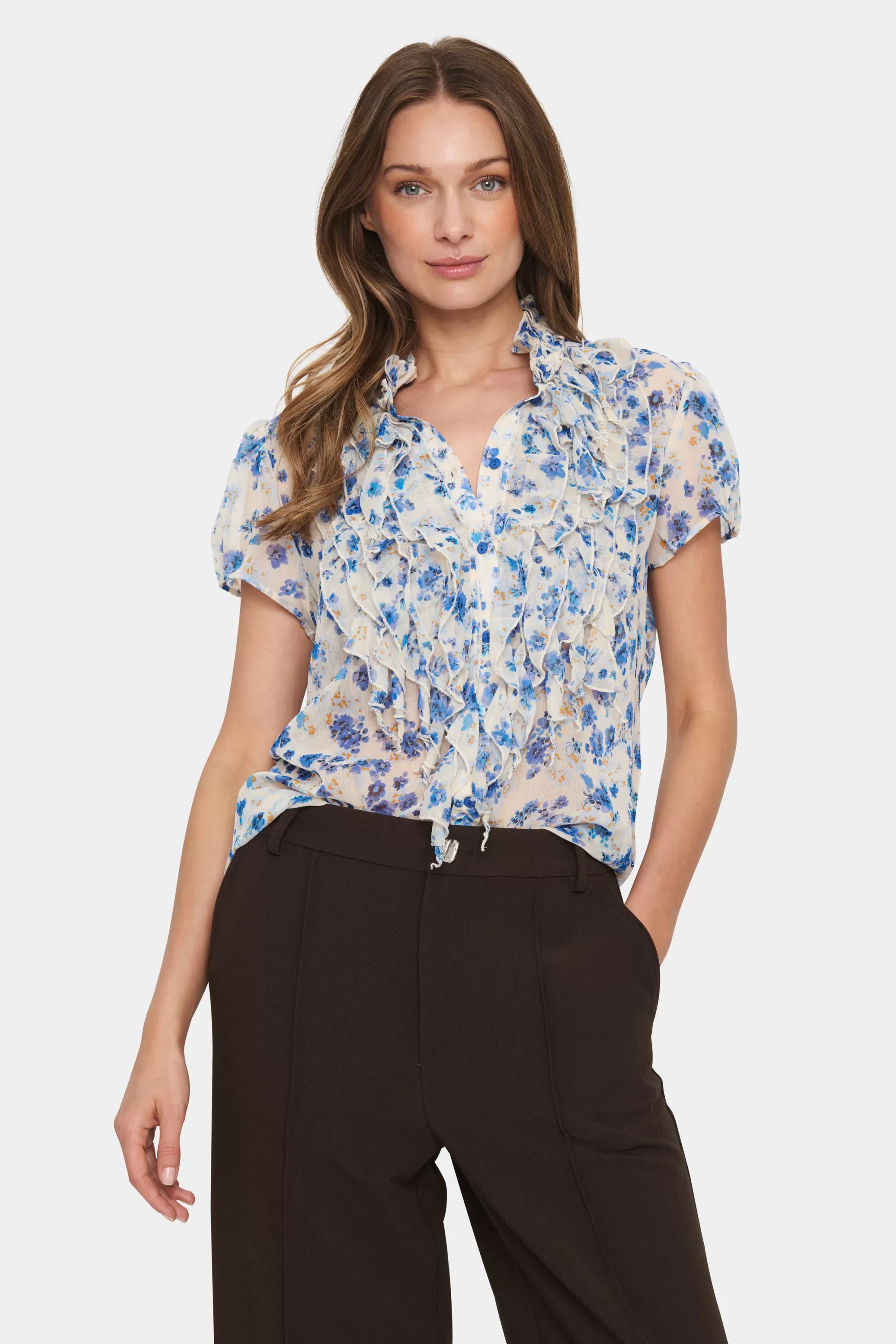 SaintTropez LiljaSZ Skjorta CremeDoubleFlower Best Sale