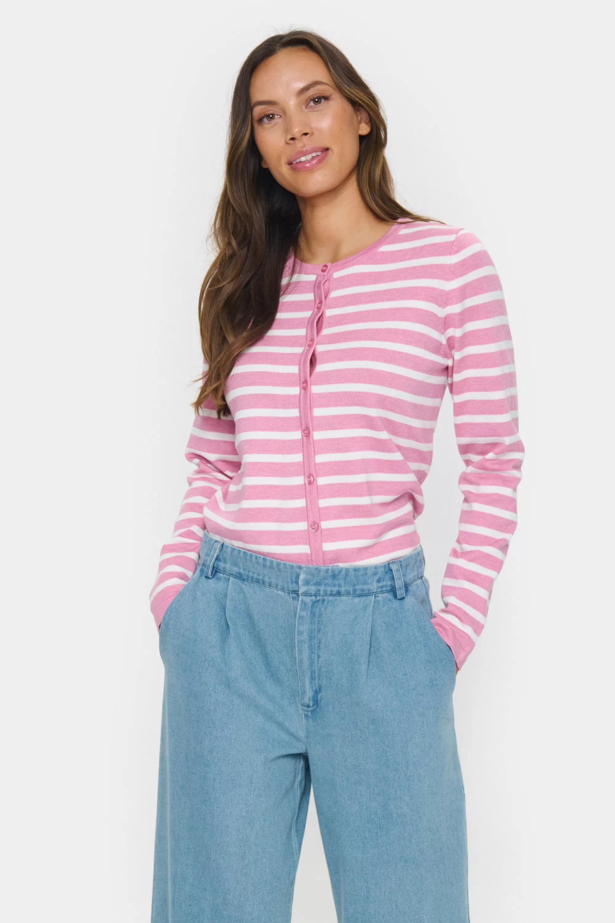 SaintTropez MilaSZ Cardigan SeaPinkMel/IceStripe Hot