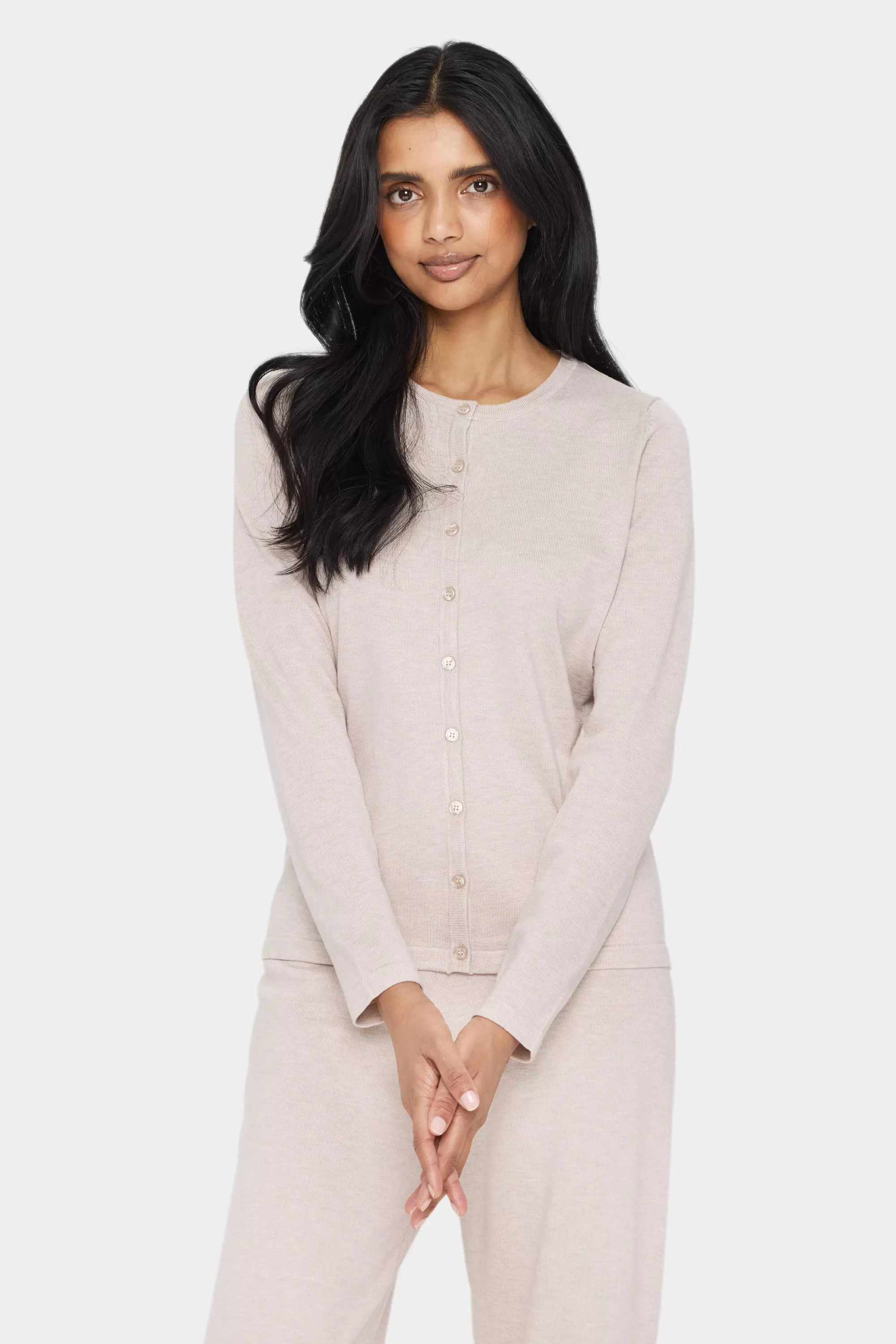 SaintTropez MilaSZ R-Neck Cardigan GrayMornMelange Best