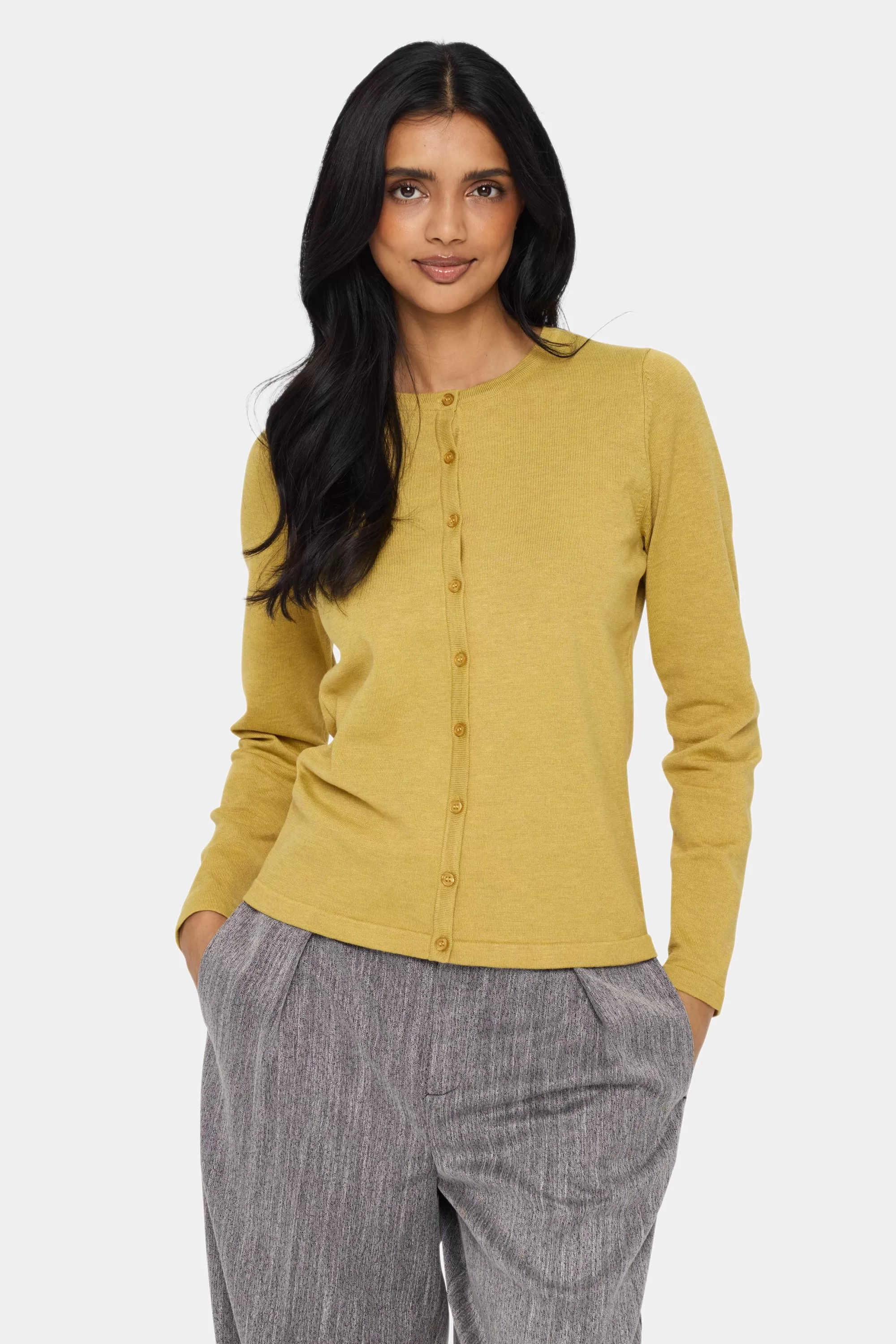 SaintTropez MilaSZ R-Neck Cardigan BurnishedGoldMelange Clearance