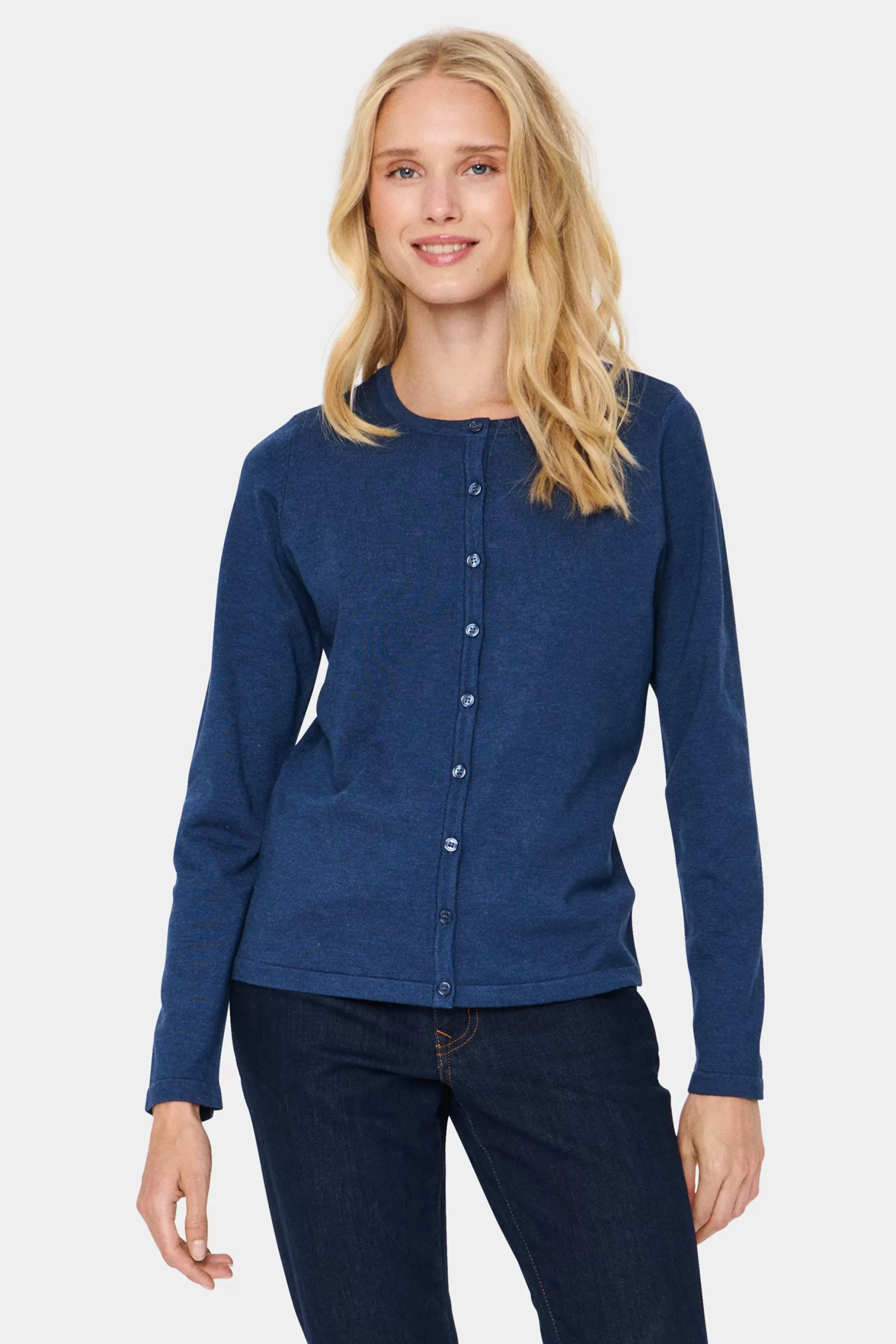 SaintTropez MilaSZ R-Neck Cardigan TitanMelange Online