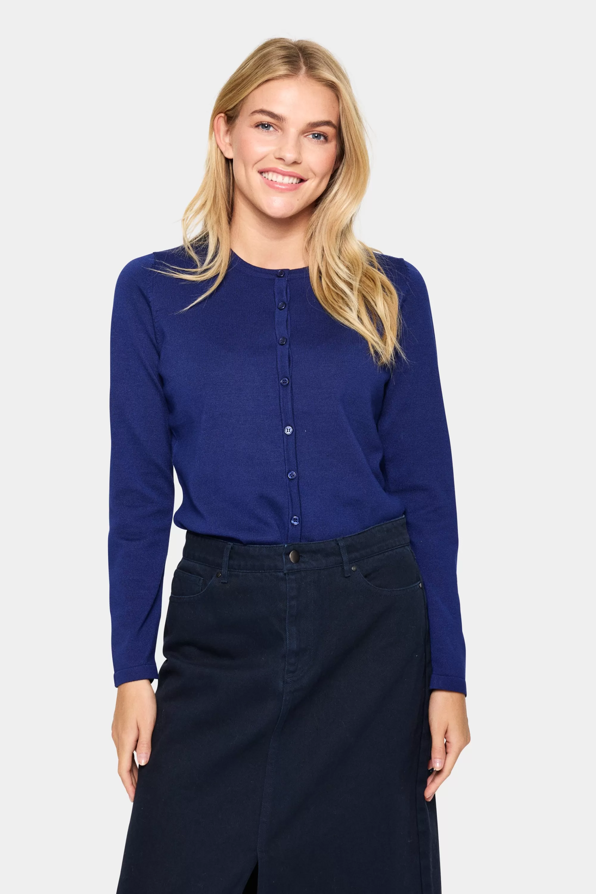 SaintTropez MilaSZ R-Neck Cardigan MidnightSail Cheap