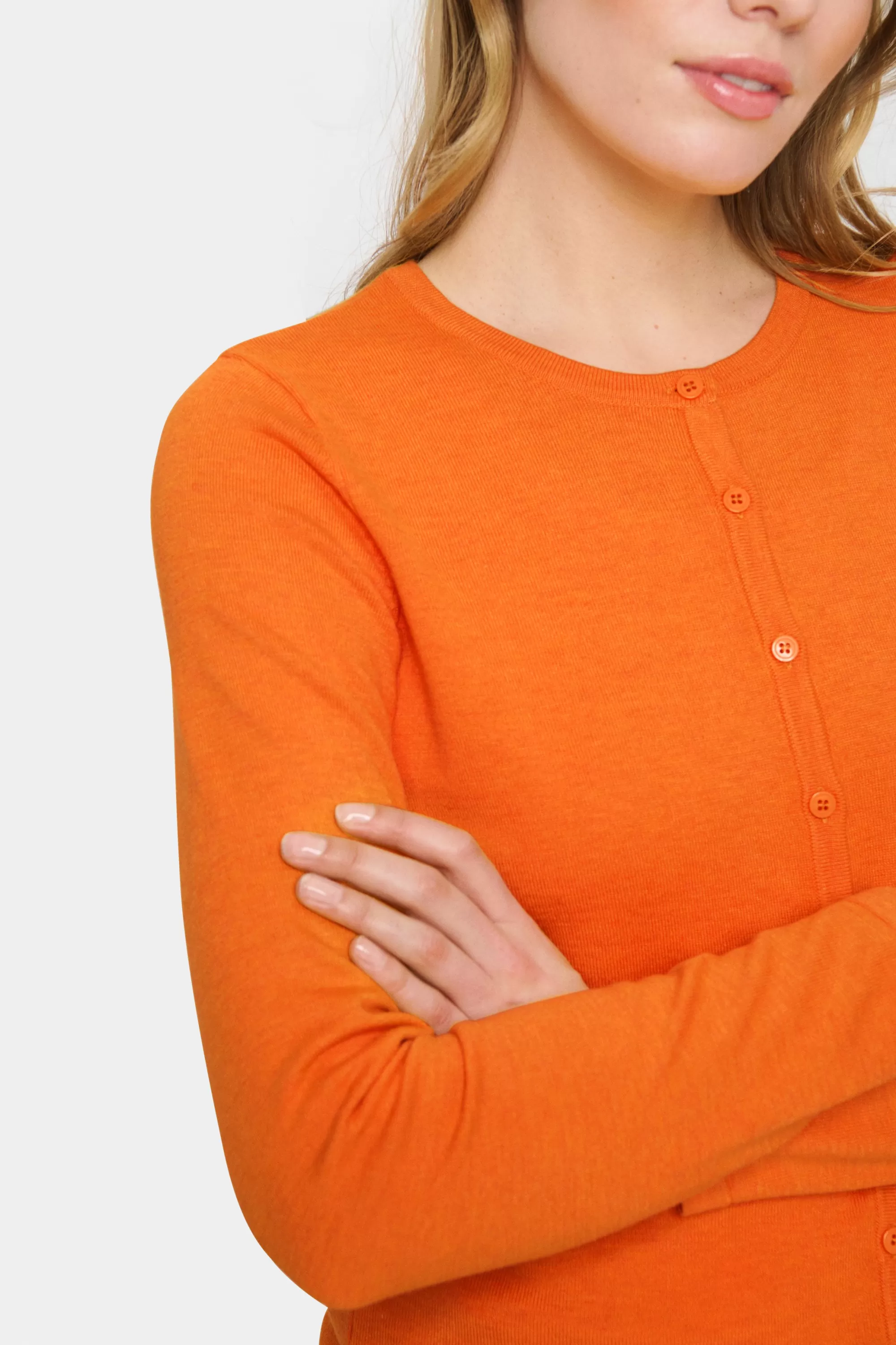SaintTropez MilaSZ R-Neck Cardigan ApricotMelange Clearance