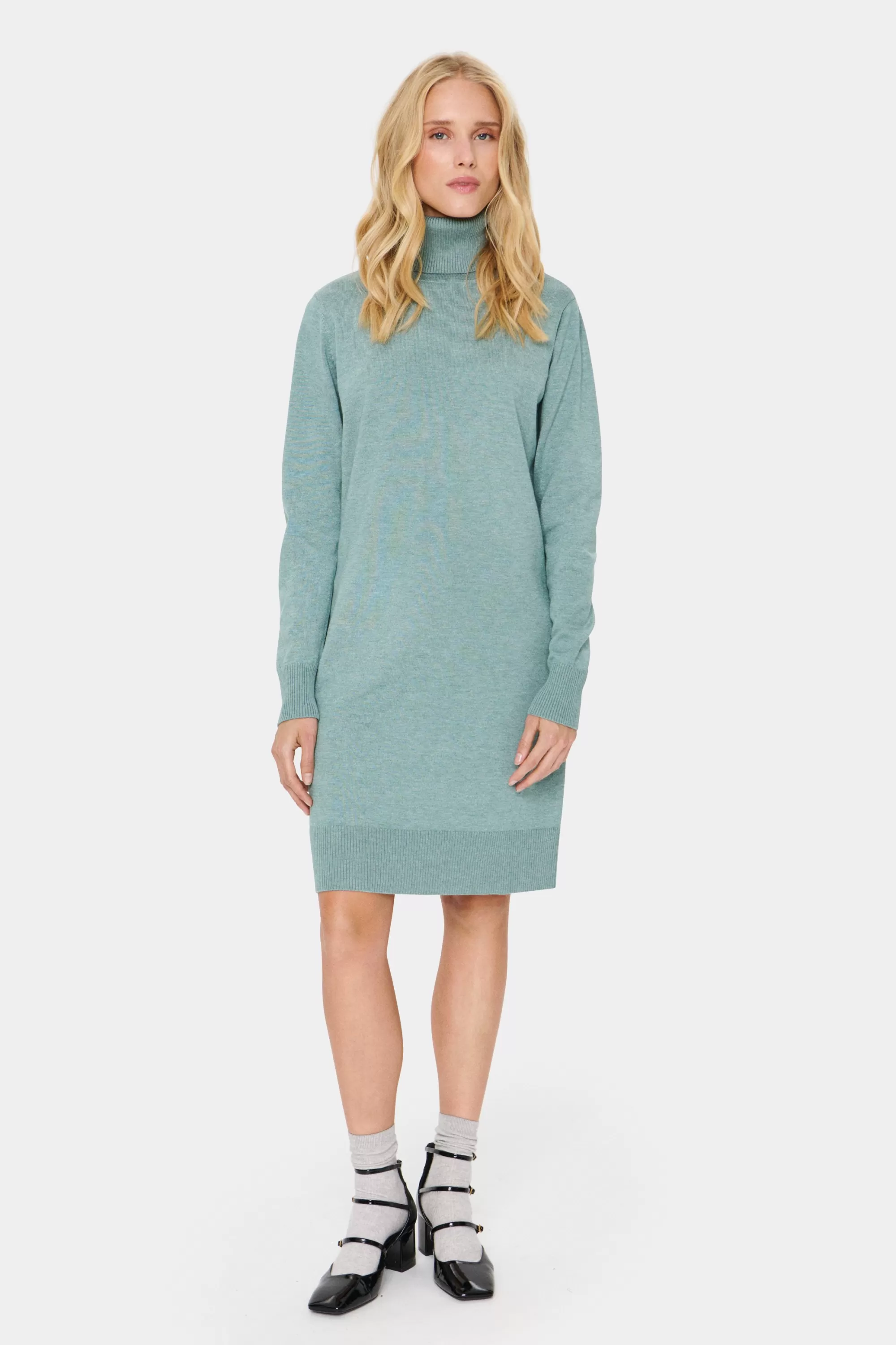 SaintTropez MilaSZ Rollneck Dress BlueSurfMelange Store
