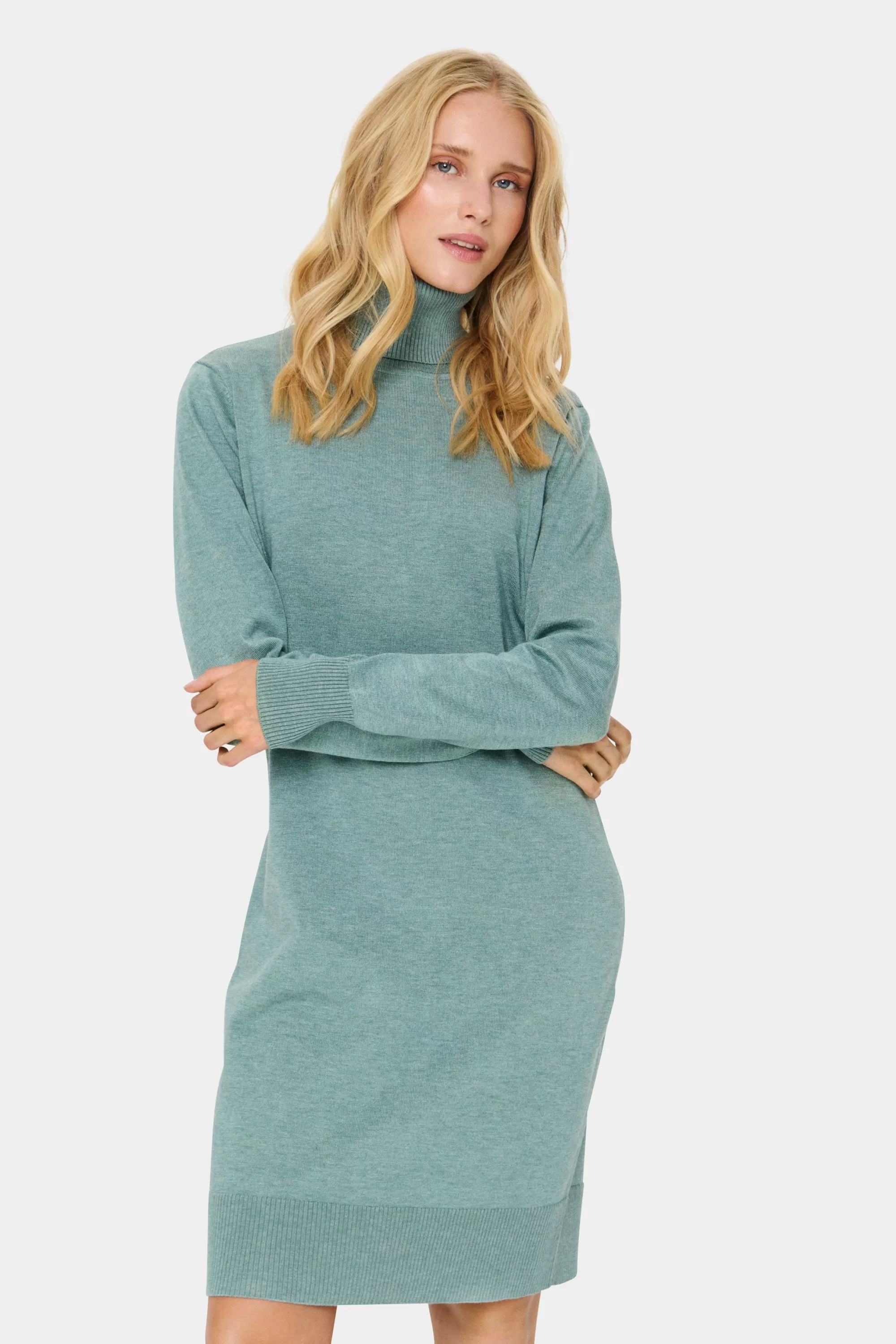 SaintTropez MilaSZ Rollneck Dress BlueSurfMelange Store
